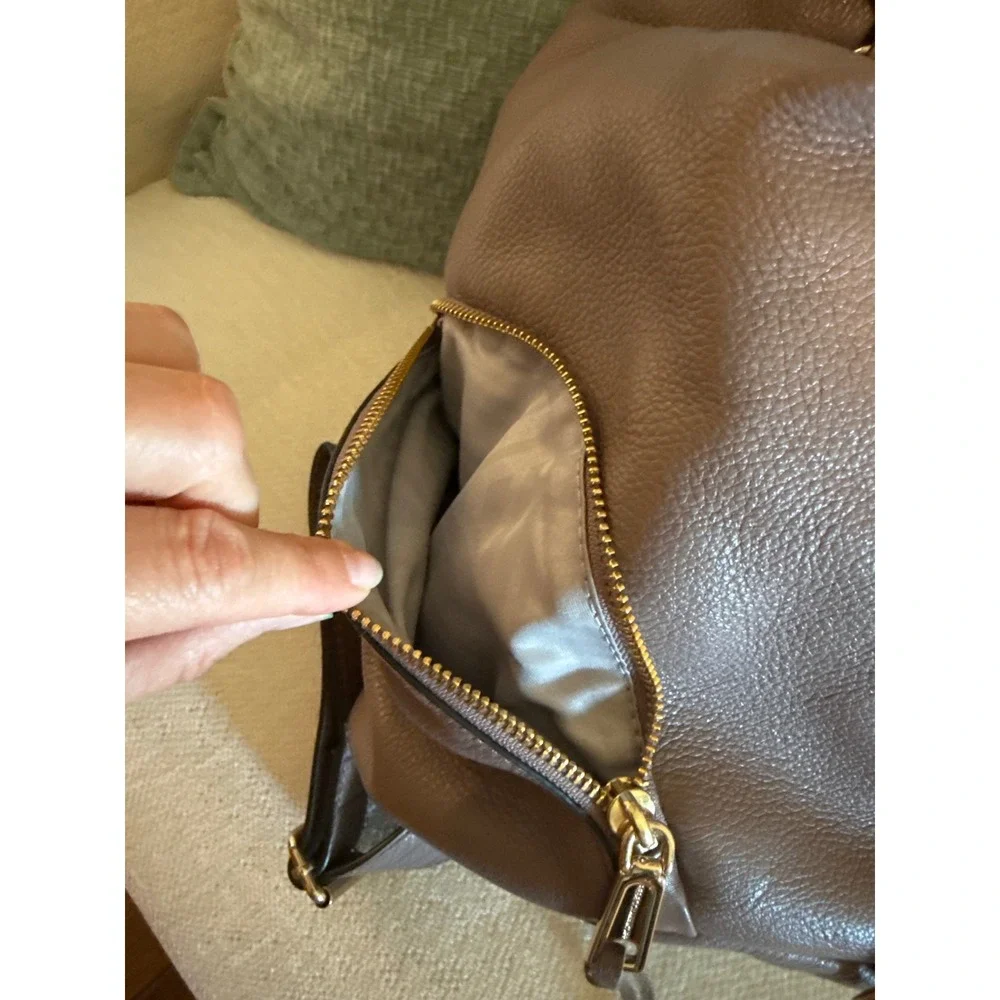 Rebecca Minkoff Julian Backpack Taupe Pebbled Leather Gold Hardware Dust Bag